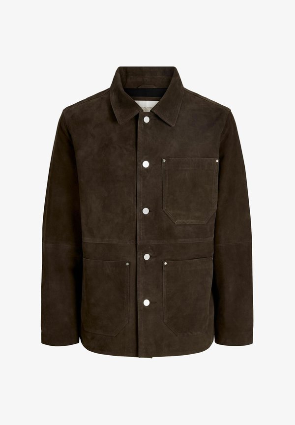 Jack & Jones Suede Suede - Leather jacket - chocolate brown