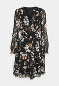 V NECK DRESS WITH ASYMMETRIC RUFFLE HEM Media 1