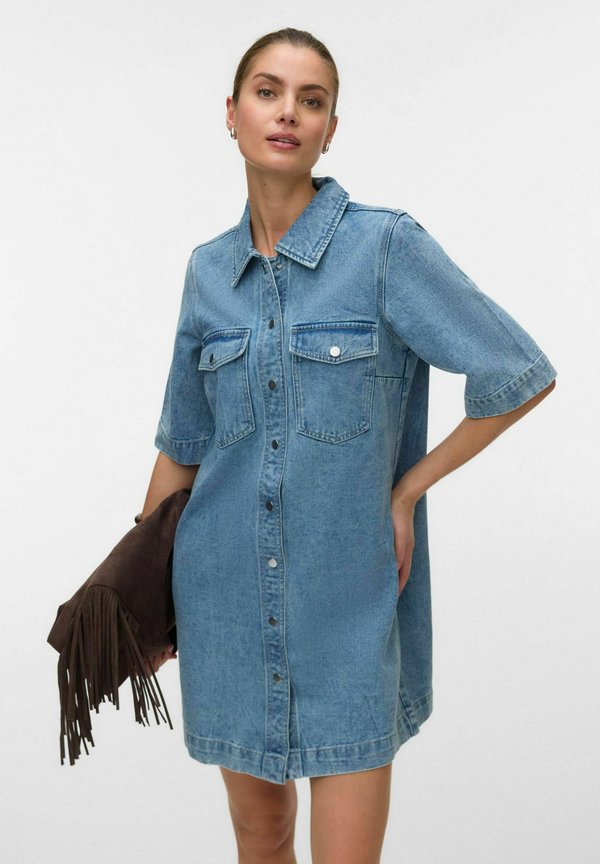 Vero Moda Denim VMFENJA Short - Denim dress - light blue denim