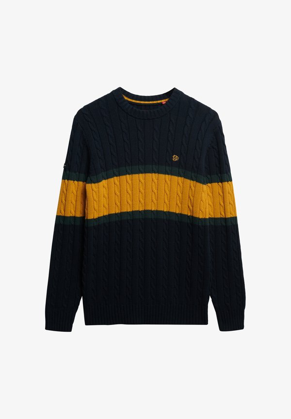 Superdry & Co STRIPE CABLE  - Jumper - eclipse navy track gold