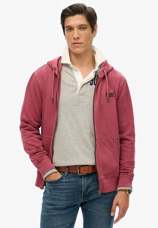 Superdry & Co Zip-up sweatshirt - washed rich burgandy
