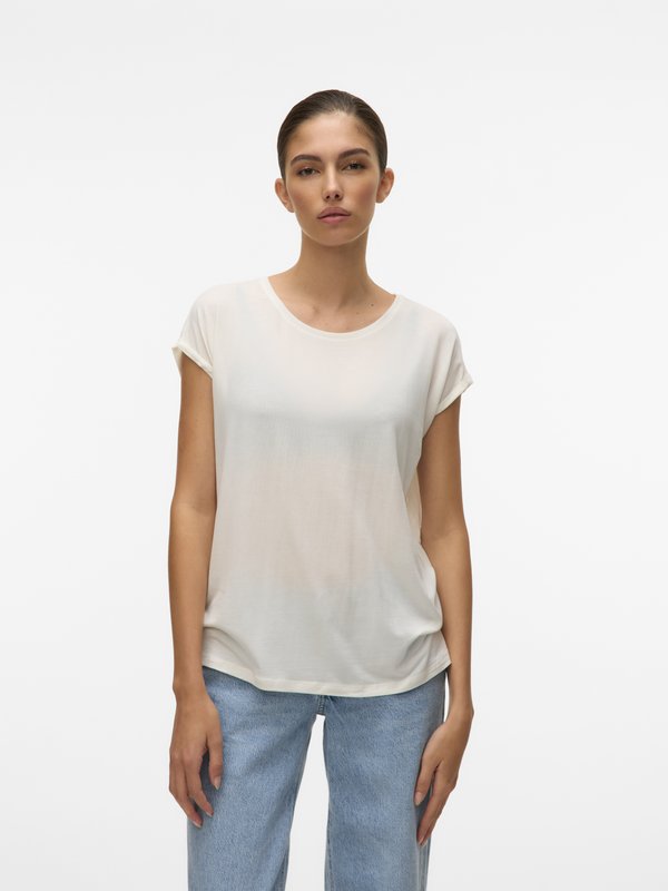 Vero Moda VMAVA PLAIN SS TOP JRS NOOS - Basic T-shirt - snow white