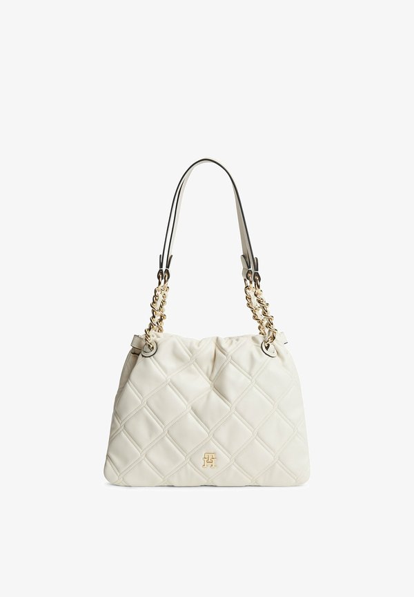 Tommy Hilfiger TOMMY HILFIGER TH MONOGRAM QUILTED TOTE BAG - Handbag - soft cream