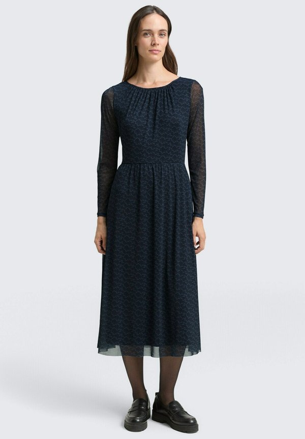 TOM TAILOR MIDI MIT MUSTER - Day dress - small blue wave print