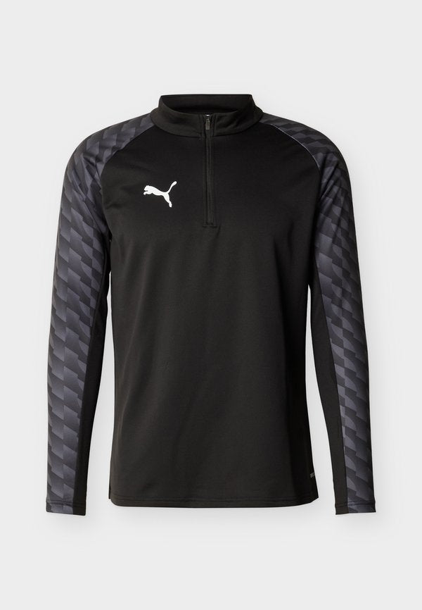 Puma TEAMLIGA TRAINING ZIP - Long sleeved top - black/white/flat dark gray