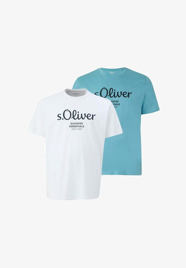 s.Oliver RUNDHALS KURZARM MODERN LOGO 2ER PACK - Print T-shirt - türkis/weiß