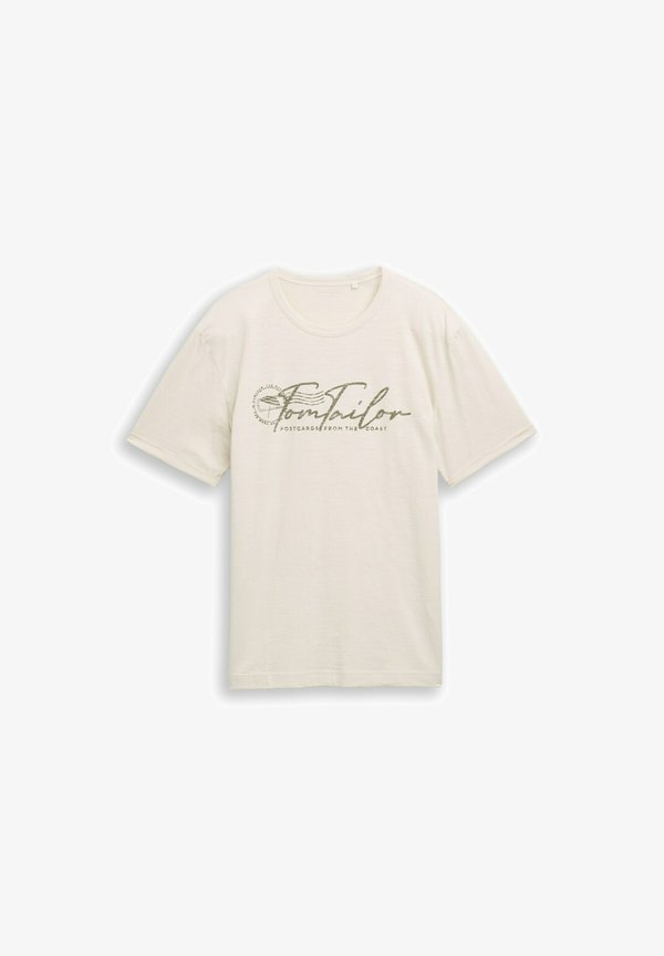 TOM TAILOR TOM TAILOR T-SHIRT T-SHIRT MIT LOGO-PRINT - Print T-shirt - gardenia white