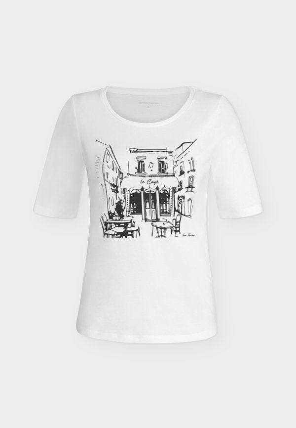 TOM TAILOR T-SHIRT CREW NECK WITH PRINT - Print T-shirt - whisper white