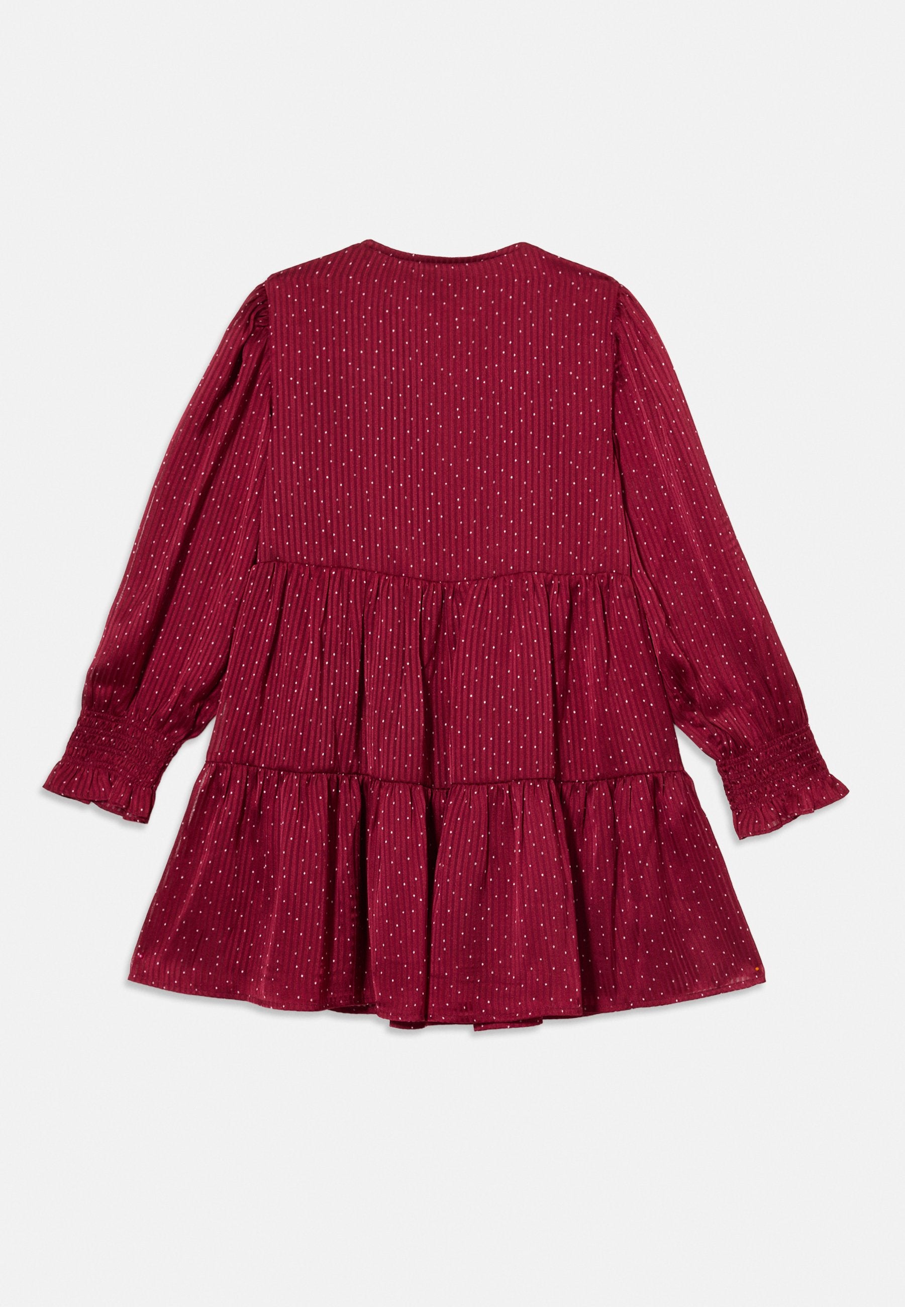 FESTIVE PRINT SMOCK DETAIL A-LINE DRESS Media 2