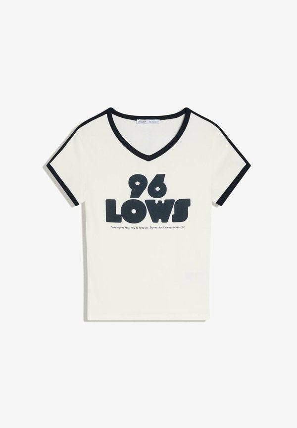 Bershka SHORT SLEEVE CONTRAST - Print T-shirt - white