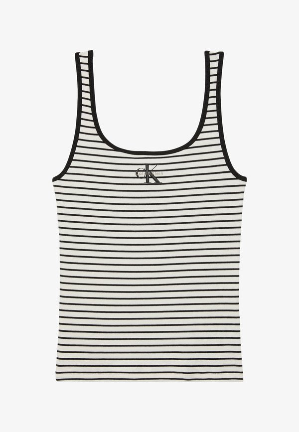 Calvin Klein Jeans STRIPED MONOLOGO SCOOP  - Top - black