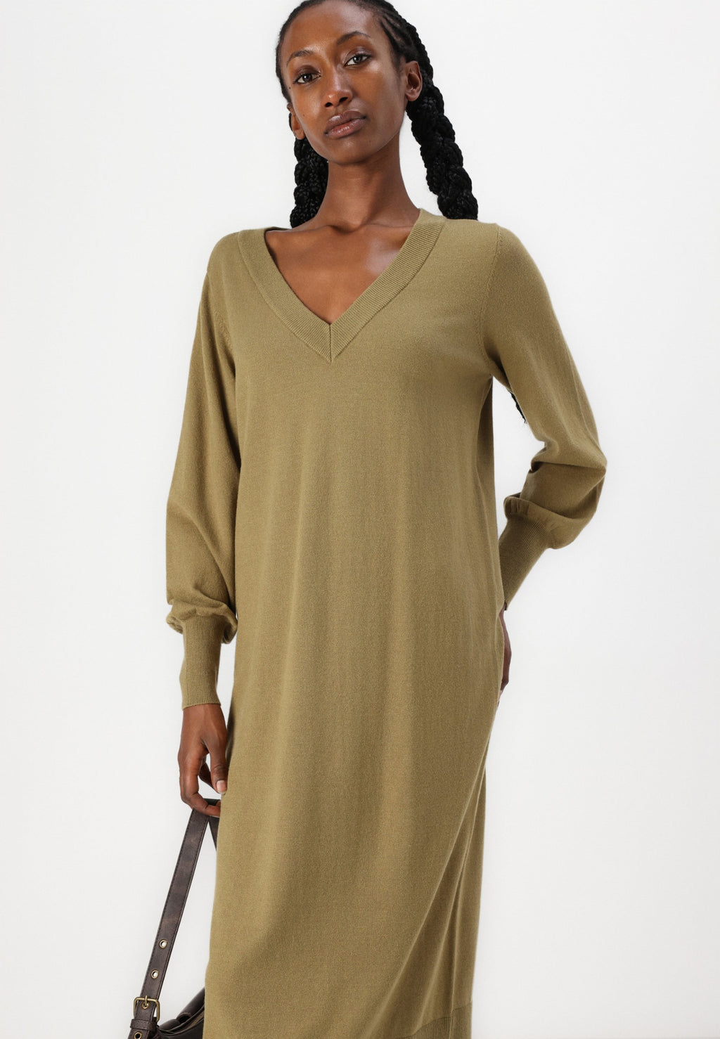 VILA VIAMANDA LONG V NECK DRESS