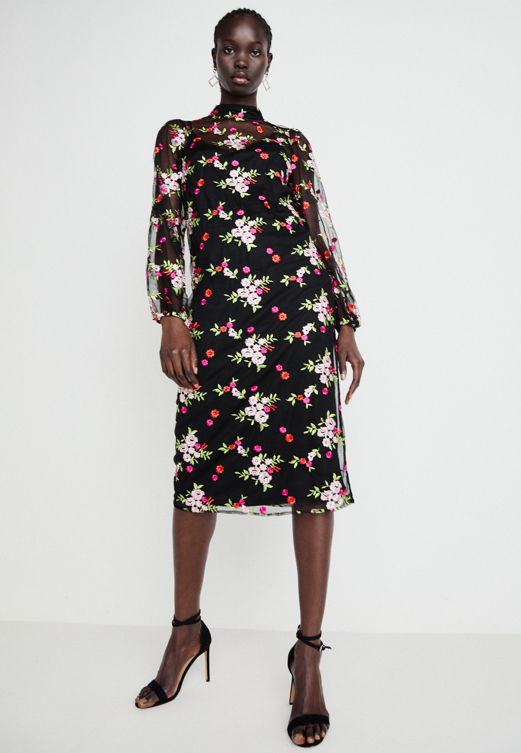 VILA VILARA HIGH NECK MIDI DRESS