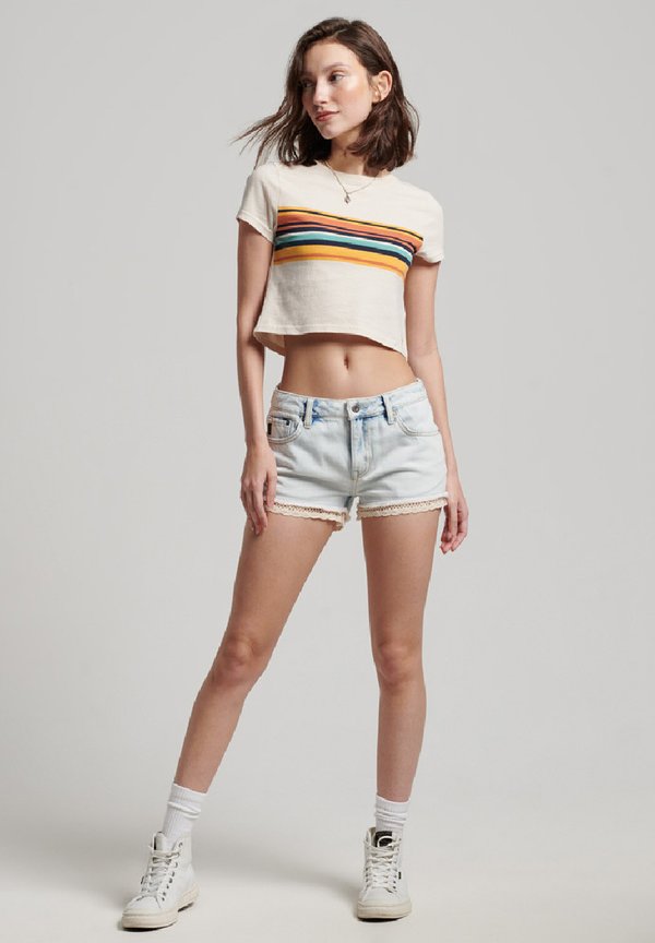 Superdry & Co VINTAGE STRIPE CROP  - Print T-shirt - oatmeal orange stripe