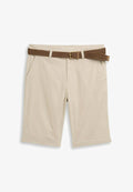 TOM TAILOR TOM TAILOR HOSEN & CHINO REGULAR CHINO SHORTS MIT GÜRTEL - Shorts - cashew beige