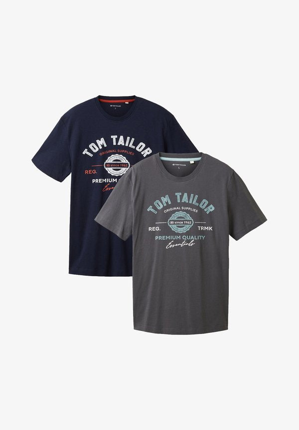 TOM TAILOR LOGO 2 PACK - Print T-shirt - blau grau