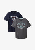 TOM TAILOR LOGO 2 PACK - Print T-shirt - blau grau