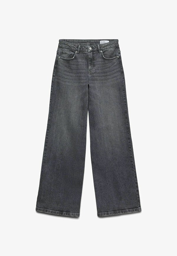 Vero Moda Wide-fit VMMIRA Mid rise Wide Fit - Wide Leg - medium grey denim