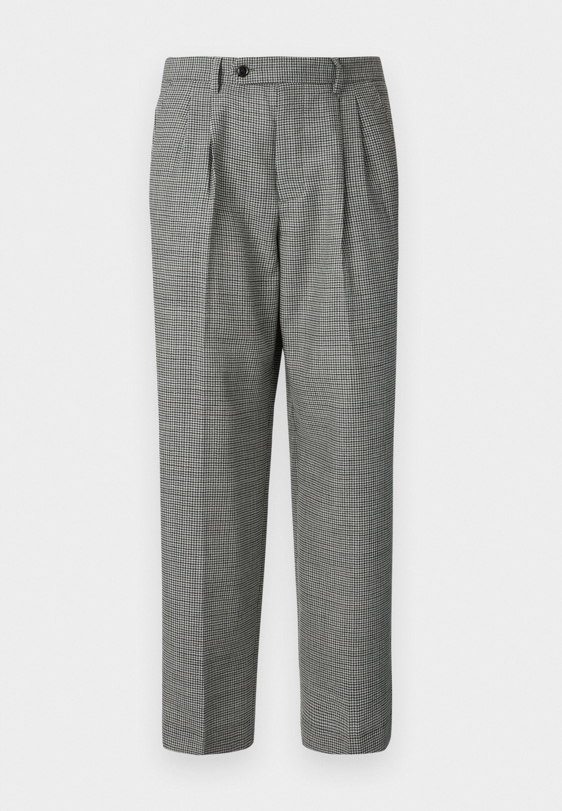 SMART CASUAL PURE WOOL CHECK RELAXED TROUSERS Media 1