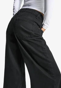 Bershka Wide Leg - black/light blue