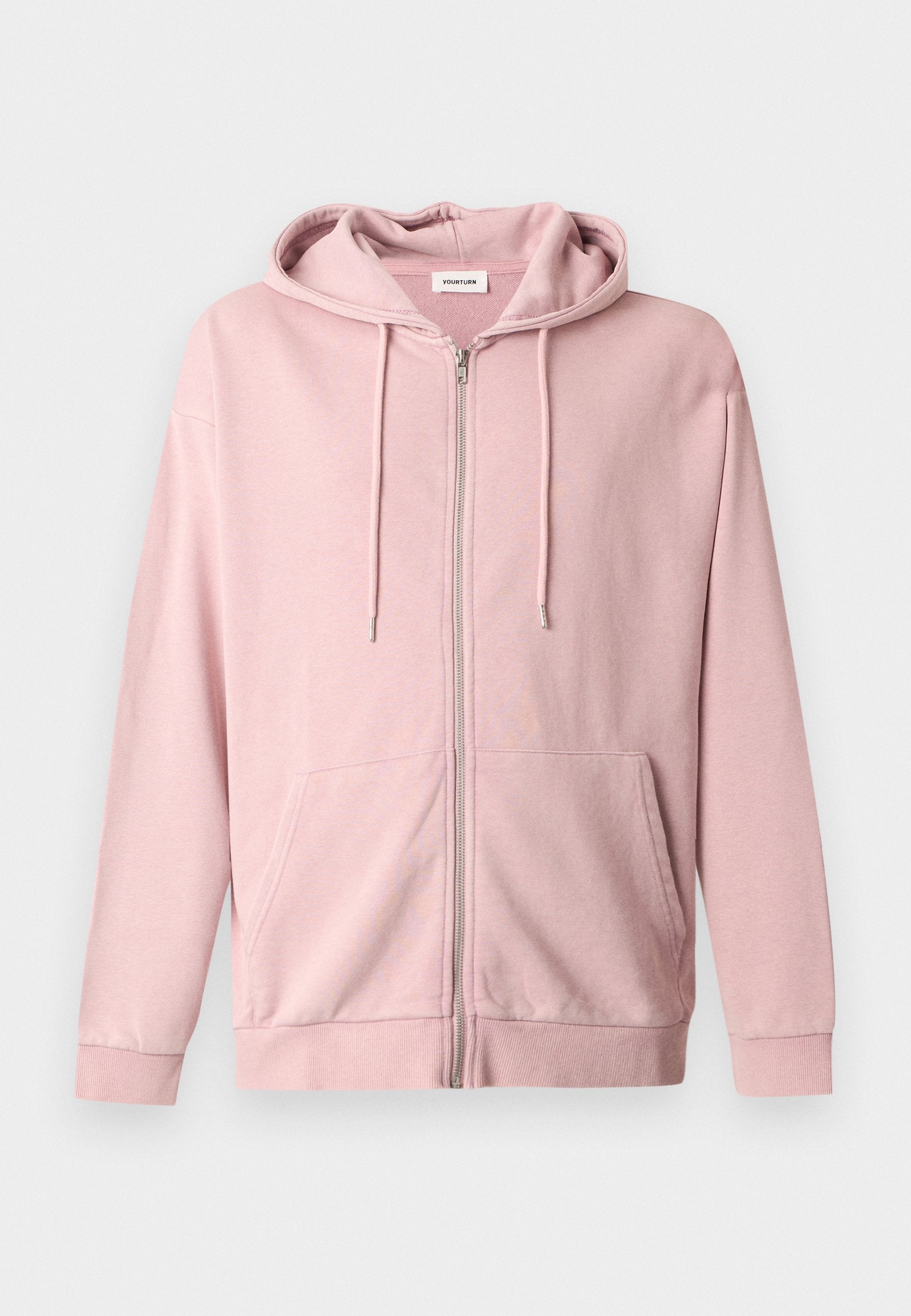 YOURTURN OVERSIZED FIT WASHED ZIP-UP HOODIE