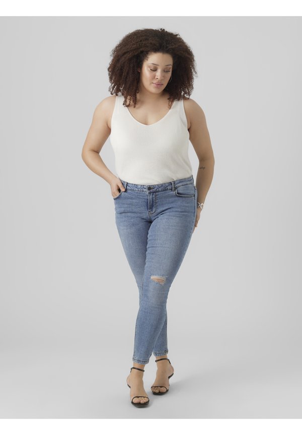 Vero Moda Curve VMLYDIA SKINNY DESTR PLUS SIZE  - Jeans Skinny Fit - medium blue denim