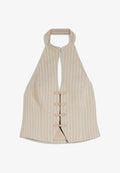 Bershka STRIPED HALTER VEST WITH DETAIL - WAISTCOAT - Waistcoat - sand