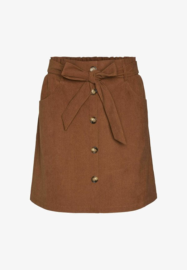 Vero Moda VMVILJA Corduroy High waist Short - A-line skirt - tobacco brown