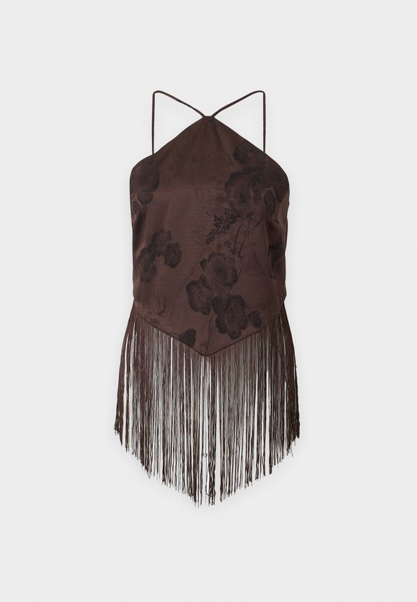 Vero Moda VMTATHIANA SINGLET FRINGE - Blouse - chocolate torte