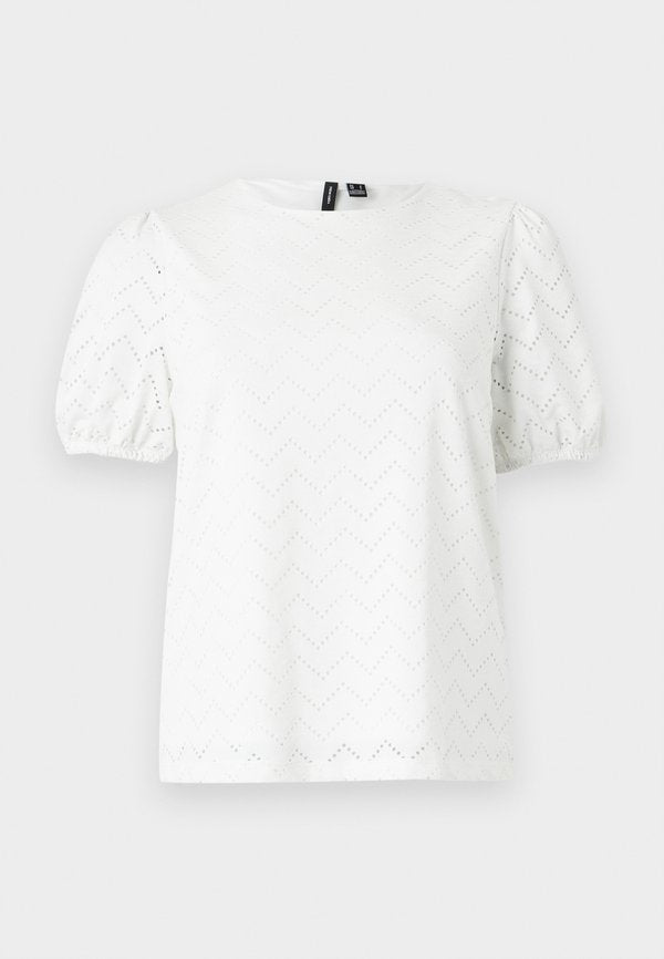 Vero Moda VMTANJA PUFF SLEEVE - Print T-shirt - snow white