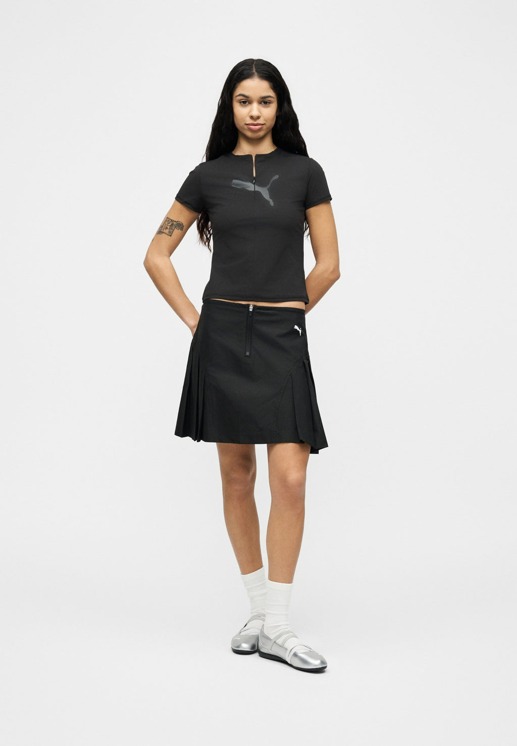 Puma DARE TO SLIM HALF ZIP GRAPHIC TEE