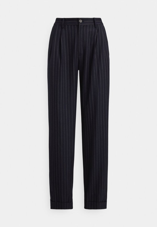 Lauren Ralph Lauren STRIPED PLEATED WOOL-BLEND TWILL PANT