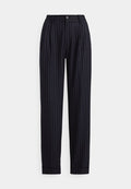 Lauren Ralph Lauren STRIPED PLEATED WOOL-BLEND TWILL PANT