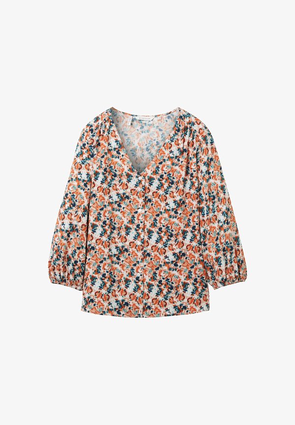 TOM TAILOR PRINTED V NECK - Blouse - small grey tie dye floral