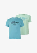 s.Oliver RUNDHALS KURZARM MODERN LOGO 2ER PACK - Print T-shirt - mint/türkis