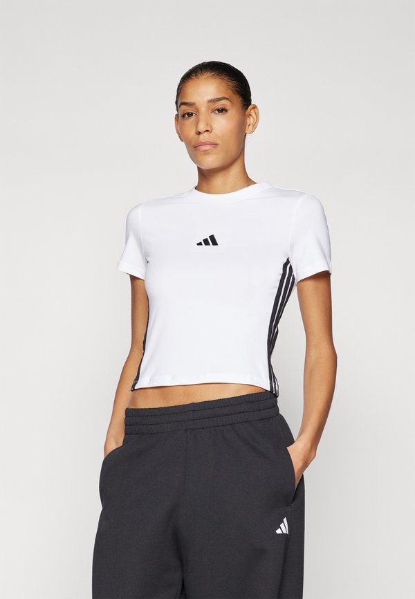 adidas Sportswear ESSENTIALS 3 STRIPES SLIM BABY  - Print T-shirt - white/black