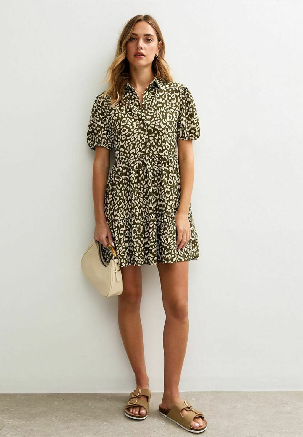 New Look ANIMAL PRINT CRINKLED TIERED MINI