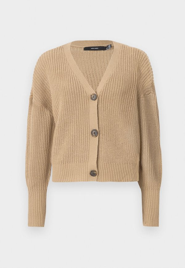 Vero Moda VMLEA V NECK CARDIGAN - Cardigan - beige