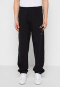 Schwarze Sweatpants mit elastischem Bund, Seitentaschen und Logodetails. Verfügt über abgenutzte Akzente und eine entspannte Passform.