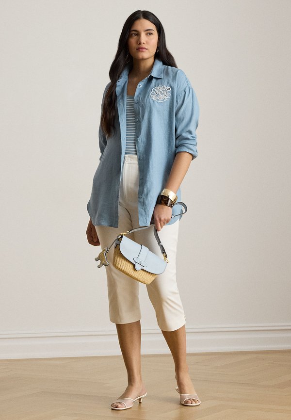 Lauren Ralph Lauren Woman RELAXED FIT EYELET-LOGO LINEN SHIRT