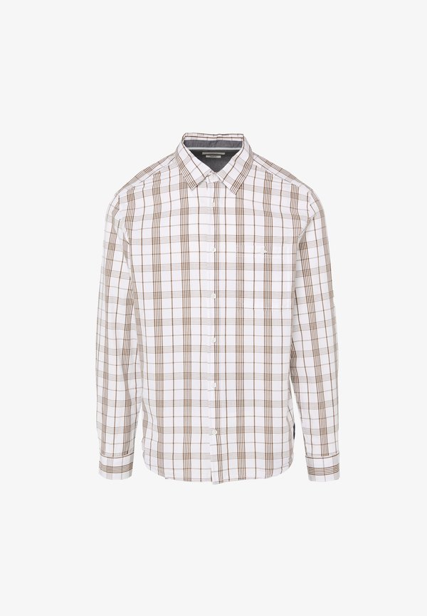 s.Oliver REGULAR FIT KARIERTES MIT LABEL PATCH - Shirt - weiß