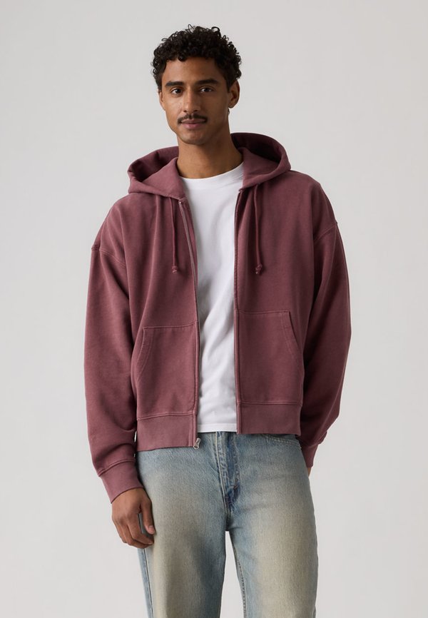 Levi's® HAYES BOXY FULL ZIP - Zip-up sweatshirt - grunge wash roan rouge