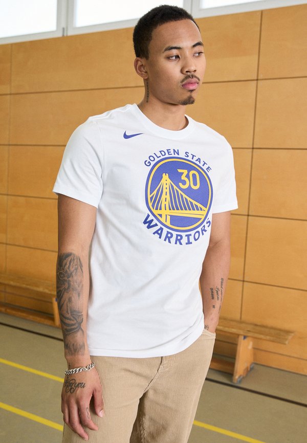 Nike Performance NBA GOLDEN STATE WARRIORS STEPH CURRY NAME AND NUMBER TEE - Print T-shirt - white/curry stephen