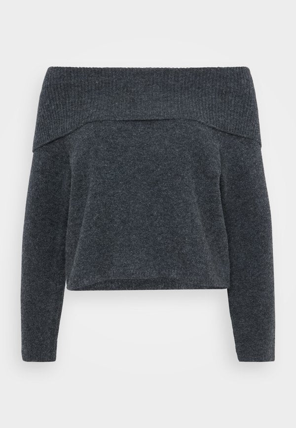 Vero Moda Petite VMBOOM OFF SHOULDER - Jumper - dark grey melange