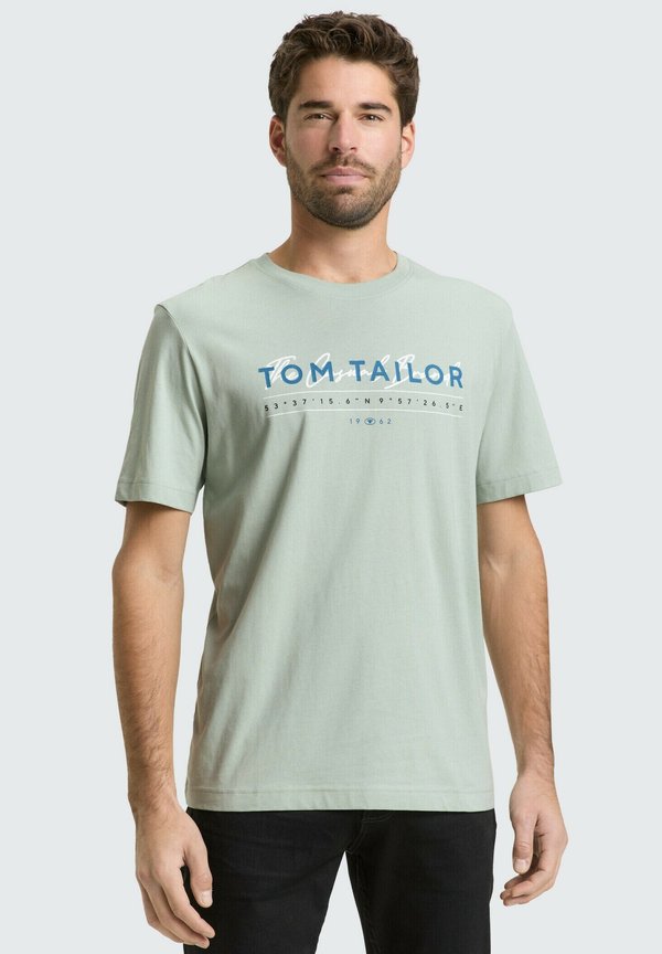 TOM TAILOR Print T-shirt - soft greyish green