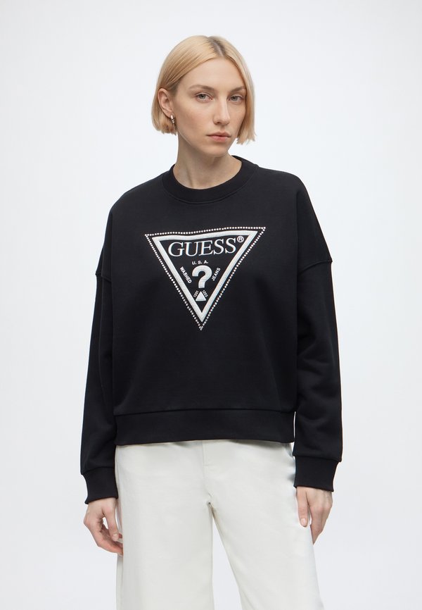 Guess TRIANGLE GLITTER - Sweatshirt - jet black