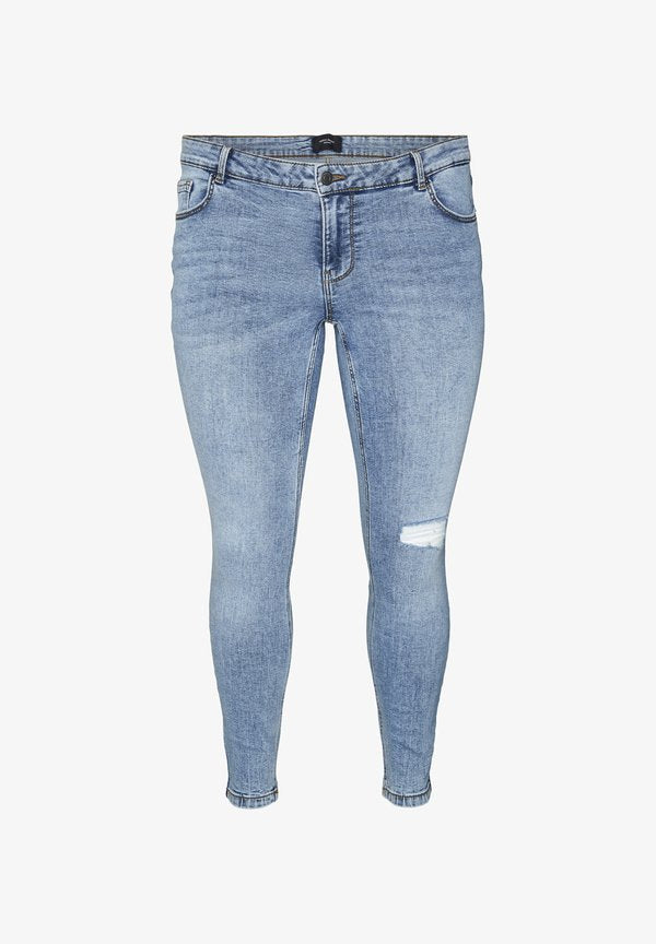 Vero Moda Curve VMLYDIA SKINNY DESTR PLUS SIZE  - Jeans Skinny Fit - medium blue denim