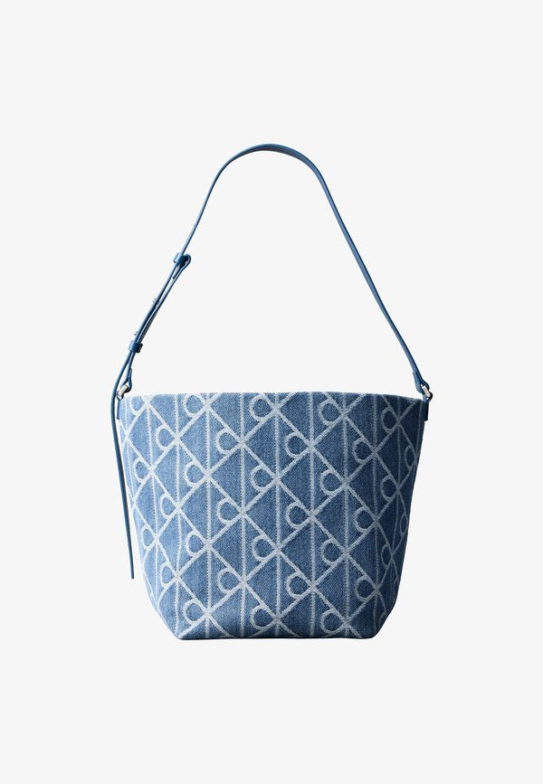 Calvin Klein EMBLEM BUCKET - Handbag - blue