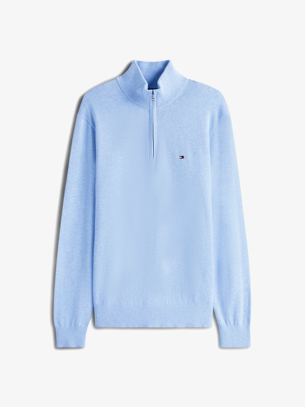 Tommy Hilfiger QUARTER ZIP MOCK NECK - Jumper - vessel blue heather