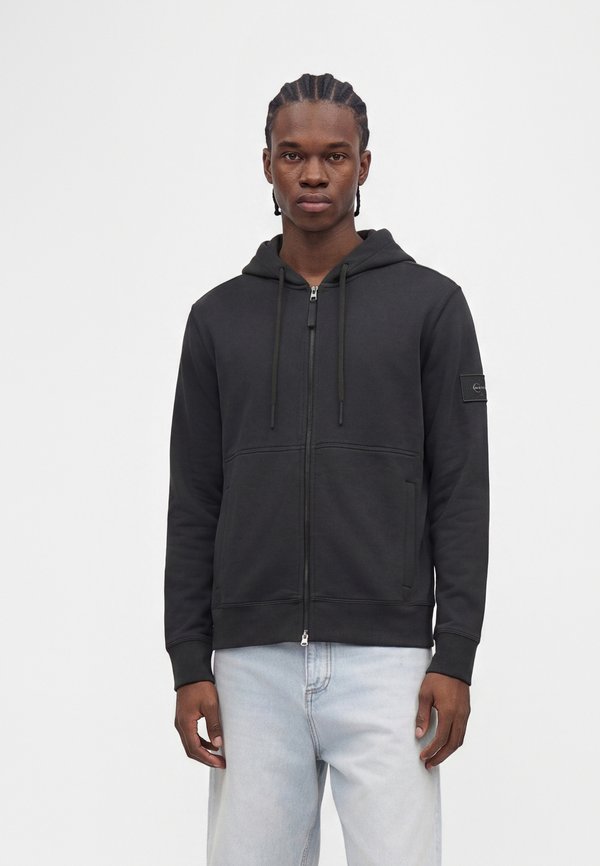 Calvin Klein Jeans BADGE HOODIE - Zip-up sweatshirt - pirate black